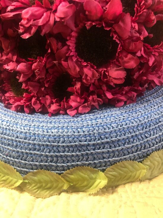 Rare Vintage Jax Hatz SF Floral Topiary Dome Straw Cocktail Hat MCM Style Retro main image 5